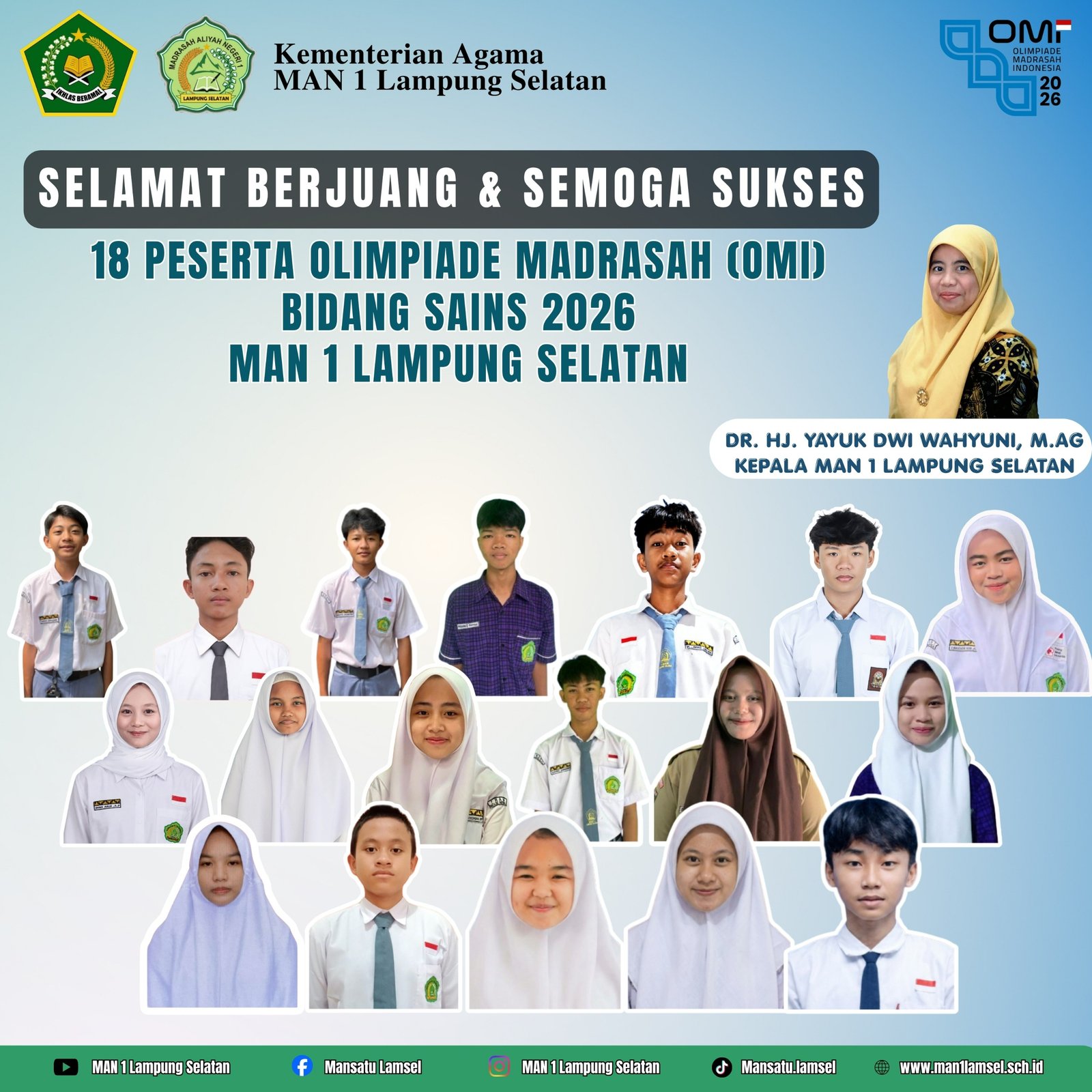 Tunjukkan Komitmen Presisi Sains, 18 Siswa MAN 1 Lampung Selatan Berjuang di Ajang OMI 2026 Tingkat Kabupaten